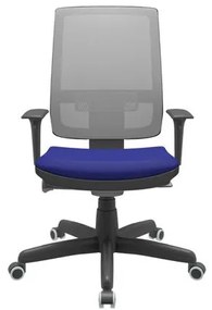 Cadeira Office Brizza Tela Cinza Assento Aero Azul Autocompensador Base Standard 120cm - 63719 Sun House