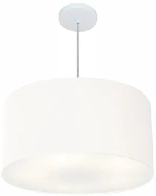Lustre Pendente Cilíndrico Md-4080 Cúpula em Tecido 60x30cm Branco - Bivolt