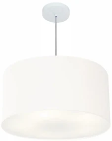 Lustre Pendente Cilíndrico Md-4080 Cúpula em Tecido 60x30cm Branco - Bivolt