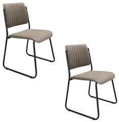 Kit 2 Cadeiras Estofadas Lunis Veludo 401 F02 Cappucino - Mpozenato