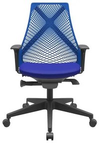 Cadeira Office Bix Tela Azul Assento Aero Azul Autocompensador Base Piramidal 95cm - 64033 Sun House