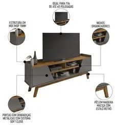 Rack Bancada para TV 65 Pol 160cm Titan B02 Titanium/Naturalle - Mpoze