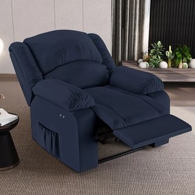 Poltrona do Papai Reclinável Melim Power Touch Massagem Sintético PU FH1 - D'Rossi - Azul