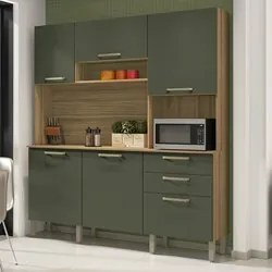 Armário de Cozinha Compacta 180cm Turim K02 Freijó/Real - Mpozenato
