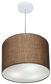 Lustre Pendente Cilíndrico Md-4216 Cúpula em Tecido 40x30cm Café - Bivolt