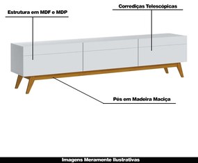 Rack Bancada 3 Gavetas 180cm Amy Branco Acetinado G29 - Gran Belo