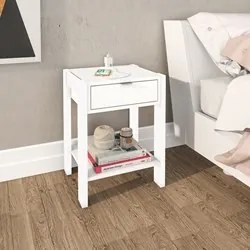 Mesa de Cabeceira 1 Gaveta AZ1016 Branco - Tecno Mobili