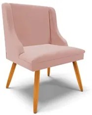 Cadeira Estofada para Sala de Jantar Pés Palito Lia Veludo Rosê - Ibiz