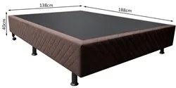 Base Box para Cama Casal 138x188cm Liz S05 Suede Bordado Marrom - Mpoz