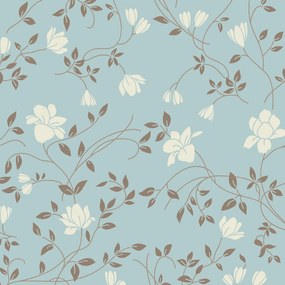 Papel de parede adesivo floral azul branco e cinza