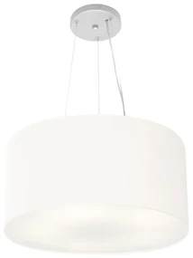Lustre Pendente Cilíndrico Md-4186 Cúpula em Tecido 45x25cm Branco - Bivolt