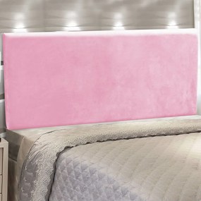 Cabeceira Painel Clean para Cama Box Queen 160 cm Suede - D'Rossi - Rosa Bebê