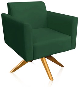 Kit 02 Poltronas Giratória Marisa Suede Verde Base Madeira MA30 D'Rossi