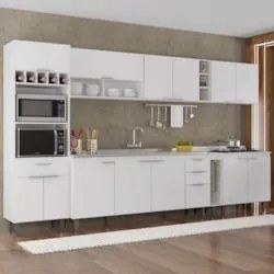 Armário de Cozinha CP07 Com Pia 180cm Pérola Z34 Branco     - Mpozenat