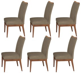 Conjunto 6 Cadeira Decorativa Leticia Veludo Cappuccino