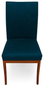 Conjunto 6 Cadeiras Raquel para Sala de Jantar Base de Eucalipto Suede Azul Marinho