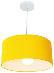Pendente Cilíndrico Amarelo MJ-4052 Para Mesa de Jantar e Estar