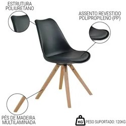 Kit 5 Cadeiras de Jantar Design Saarinen Wood Base Madeira Lívia R02 P