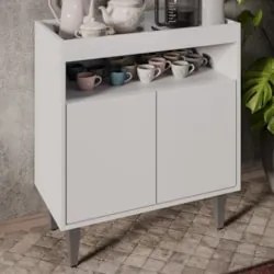 Aparador Cantinho do Café e Painel 2 Prateleiras Flora Z34 Branco - Mp