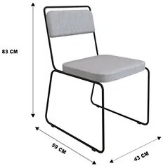 Cadeira Estofada Elis F02 Linho 762 Cinza - Mpozenato