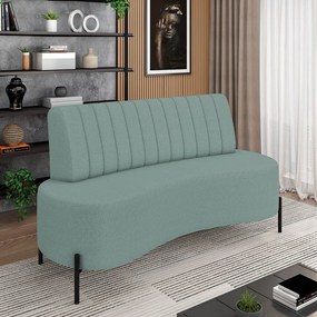 Sofá 2 Lugares Living 135cm Pé Ferro Pto Maraú Bouclê Azul K01 - D'Rossi