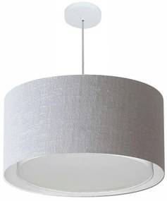 Lustre Pendente Cilíndrico Duplo Vivare Md-4289 Cúpula em Tecido 55x30cm - Bivolt