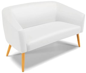 Sofá 2 Lugares Namoradeira Pé Palito Castanho Stella Sintético D03 - D'Rossi - Branco