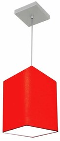 Kit/2 Pendente Md-4007 Cúpula em Tecido Quadrado 25/16x16cm Vermelho - Bivolt