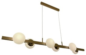 Pendente Aivi 14X10X100Cm Led 30W - Usina 19750/6 Led (DR-V - Dourado Escovado Verniz, 3000k, 220v)