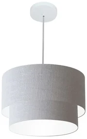 Lustre Pendente Duplo Cilíndrico Vivare Md-4350 Cúpula em Tecido 45x40cm - Bivolt