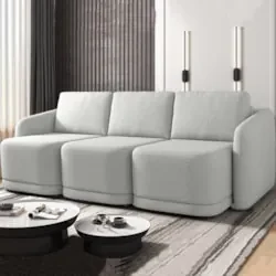 Sofá Cama Casal para Sala 276cm Polska Z08 Linho Cinza - Mpozenato