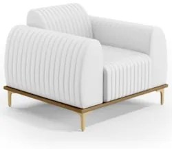 Poltrona Decorativa Base Gold Molino D06 PU C-12 Branco - Mpozenato