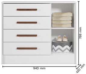 Comoda Sapateira 1 Porta e 4 Gavetas Alice Q01 - ADJ Decor