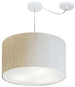 Lustre Pendente Cilíndrico Com Desvio de Centro Vivare Md-4167 Cúpula em Tecido 60x30cm - Bivolt