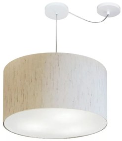 Lustre Pendente Cilíndrico Com Desvio de Centro Vivare Md-4167 Cúpula em Tecido 60x30cm - Bivolt