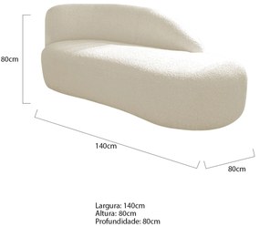 Divã Recamier Curvo Luna 140cm Lado Direito Linho