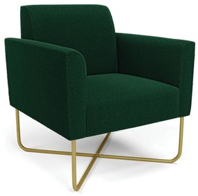 Poltrona Sala Base X Industrial Dourado Marisa Bouclê D03 - D'Rossi - Verde