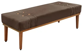 Recamier Decorativo 195cm Kors Veludo Pés de Madeira Marrom G63 - Gran Belo