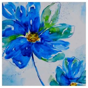 Quadro Decorativo Flor Azul - KF 50088 30x30 (Moldura 520)
