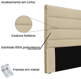 Cabeceira Cama Box Solteiro 90 cm Arles Linho S04 - D'Rossi - Dourado