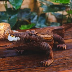 Escultura Crocodilo em Madeira | Bali