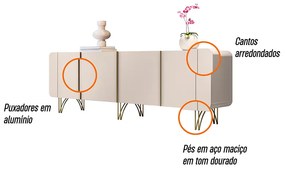 Balcão Aparador Buffet Anabelle Off White H01 - D'Rossi