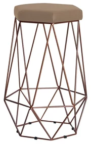 Banqueta Decorativa Rubel Base Bronze Suede Cappuccino G41 - Gran Belo