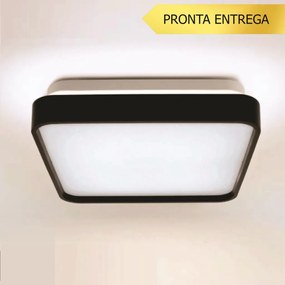 Plafon Black 24W Led 6500K 40X40X7,5Cm Ip20 Bivolt Preto - Opus Hm 800...