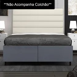 Base Cama Box Casal Queen 158cm Bipartido Hit I02 Suede Cinza - Mpozen