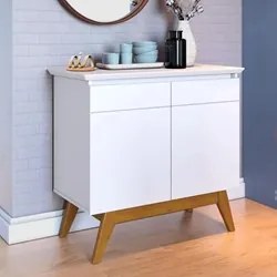 Balcão Buffet Aparador 2 Portas Classic I04 Branco Acetinado - Mpozena