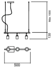 Pendente Branch S/ Globos 50Cm 3L E27 | Usina 16553/3 (CB-M / CB-PV - Cobre Metálico + Cobre Polido)