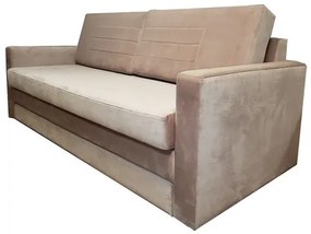 Sofa Cama Fox com 3 Lugares Assento Veludo Rosa Base Madeira Cor Castanho - 50384 Sun House