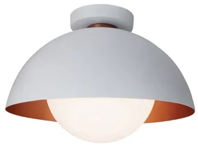 Plafon Bibelô Ø32X20,3Cm Globo Ø20Cm Fosco 1Xe27 G45 Mini Bulbo Anel D... (ES-C - Aluminio Escovado Verniz, BT - Branco Texturizado)