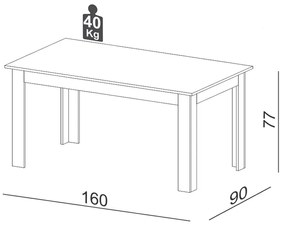 Mesa de Jantar Retangular Olívia 06 Lugares Grafite com Carvalho 160 cm - D'Rossi